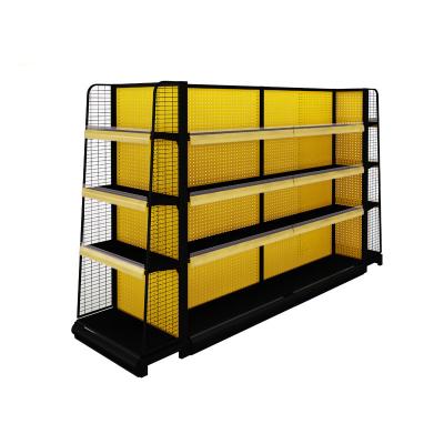 China Double Sided Heavy Duty Metal Gondolas Supermarket Shopping Display Rack Steel Shelves for sale