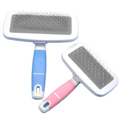 China Cat Animal Puppy Poodle Hair Anti-Slip Fur Handle Dog Grooming Slicker Comb Stocked Cleaning Brush for sale