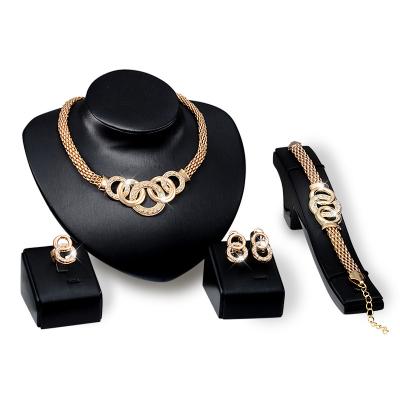 China CLASSIC Factory Hot Sale Luxury Bride Wedding Simplicity Gold Necklace Jewelry Sets For Women for sale