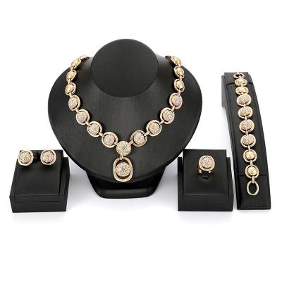 China Yunchang Big Crystal Heart Jewelry Set Gold Color Dubai CLASSIC Luxury Wedding 4 Piece Jewelry Sets For Woman for sale