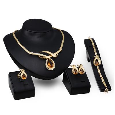 China Yunchang CLASSIC Yellow Gold Material Gemstone Type Jewelry Set of 4 Piece Sets 18k Gold for sale