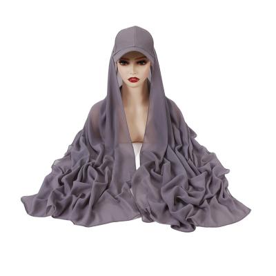 China New Trendy Soft Soft Feeling Tank Top Chiffon Hijab For Dubai Muslim Women With Hood Baseball Cap Sports Hijabs for sale