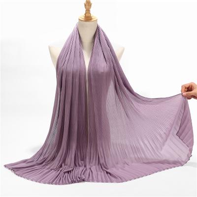 China Pearl Chiffon Burka Hijab Soft Smooth Feeling Scarf Pleated Women Wrap Striped Turban Malaysia Hijab Khimar for sale