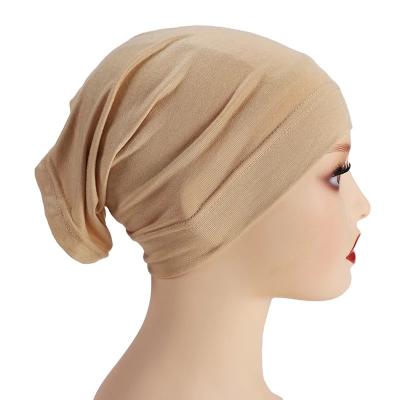 China Soft Soft Feeling Mercerized Cotton Inner Hijab Covers Muslim Islamic Hood Hat Underscarf Hat Turban Female Stretch Headband Turbante Mujer for sale