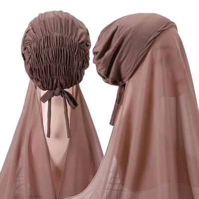 China Instant Feeling Soft Soft Hijab With Single Heavy Tank Top Muslim Beanie Chiffon Hijab Hijab Bonnet Underscarf Ready To Use Instant Scarf for sale