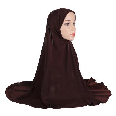 China Plus Size Feeling 90*80CM Soft Smooth Muslims Pray Arabic Amira Jersey Plain Hijab Pullover Headband Islamic Scarf Wrap Headband for sale