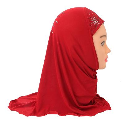 China Soft Soft Feeling Soft Girl Little Muslim Snap Hijab With Stones 2-7 Years Kids Cute Premium Tank Top Ready To Wear Ethnic Turban for sale