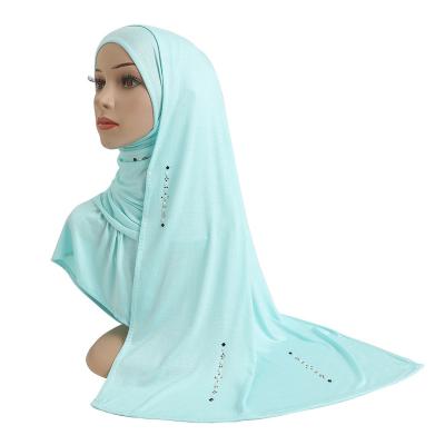 China Modal Hijab Women Tank Top Motive Soft Smooth Feeling Muslim Long Scarf With Beadings Mercerized Cotton Stone Headscarf Islamic Arab Hijab Turban for sale