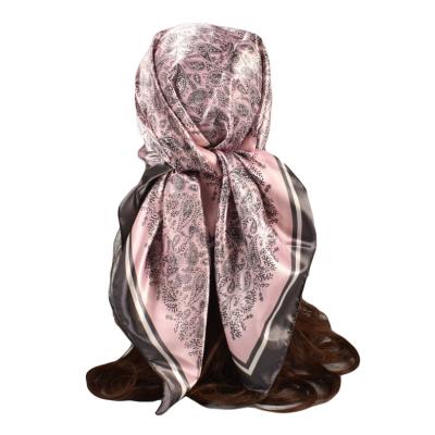 China Spring Feeling 90*90cm Silk Scarf News Cashew Hijab Flower Big Square Soft Smooth Muslim Classic Silk Scarf Ladies Gift for sale