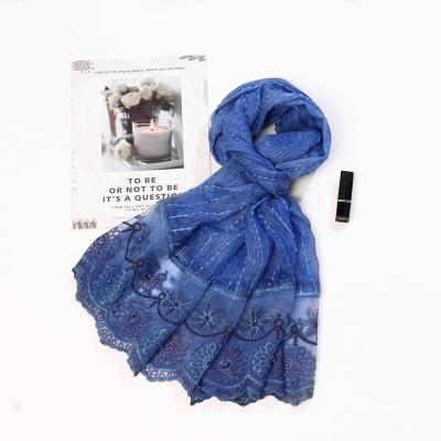 China Korean Soft Feeling Janpan Style Scarf Women Summer Korean Bead Lace Up Hijab Embroidery Cute Tank Top Muslim Weeding Headscarf for sale