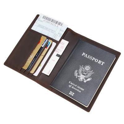 China TIDING High Quality Custom Personalized Crazy Horse Leather Passport Wallet Cowhide Holder Travel Leather Passport and Vaccine Card Holder for sale