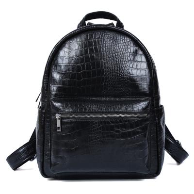 China Custom Korean Black Genuine Cowhide Leather Pattern Anti-theft TIDING Style Python Backcpack School Day Casual Bag For Woman for sale