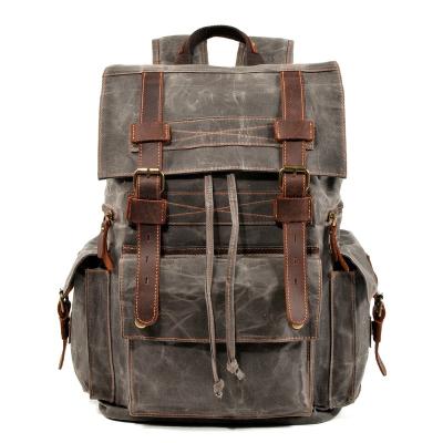 China 2020 Fashion European Popular Design Vintage Waterproof Waxed Canvas School Day Wearing Backpack Bag for sale