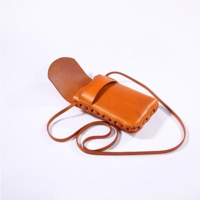 China 2020 Cross - colorful Mini Handmade Genuine Leather Messenger bags women new arrival shoulder bag vintage unisex cross body phone bag body for sale