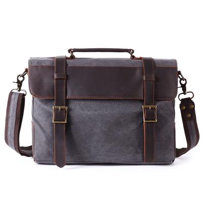 China Wholesale High Quality Customized Padded Waxed Bags Mens Canvas Case Waterproof Stylish Satchel Vintage Messenger Bag for sale