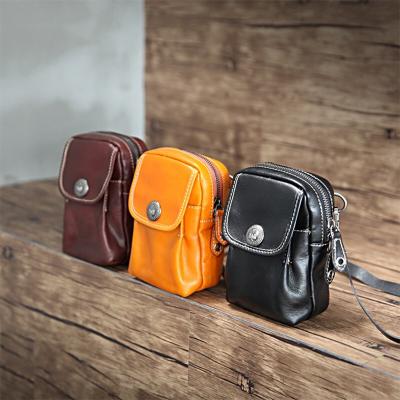 China New Fashionable Water Proof Dropshipping Men's Casual Mini Genuine Leather Waist Belt Soft Bag Shoulder Belt Bag for sale