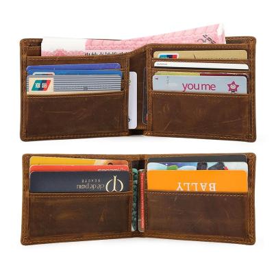 China TIDING Brown Vintage Anti-theft Custom Multi Card Wallet Genuine Leather Short Wallet Wholesale for sale