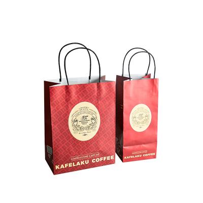 China Disposable Customized paper bag brown shopping packaging with handle kraft paper bag for coffee shop bakery for sale