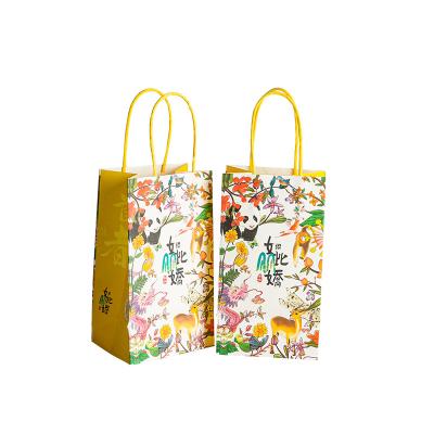 China Disposable Recycled Brown Kraft Paper Bags With Handle  Custom Kraft Paper Shopping Bag With Your Own Logo for sale