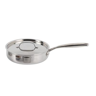 China Sustainable Triple Clad Covered Stainless Steel Cookware Deep Saute Pan for sale