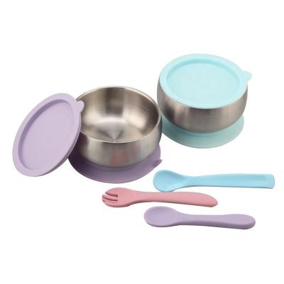 China Best Sustainable Suction Baby Bowls For Toddler , Stainless Steel Stay Put Suction Cup for sale