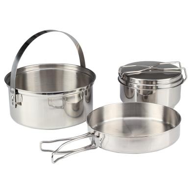 China CLASSIC Combination Cookware Stainless Steel Camping Kitchenware Pan Pot Plate Tableware for sale