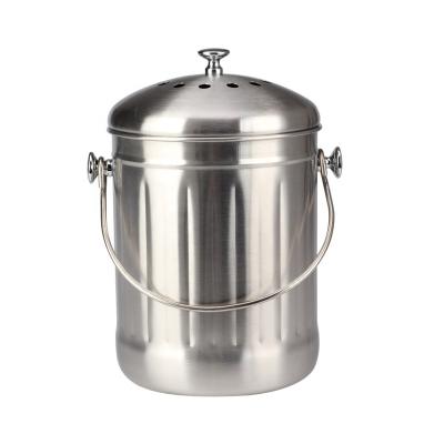 China Kitchen compost bin for kitchen countertop - stainless steel food waste bucket for sale