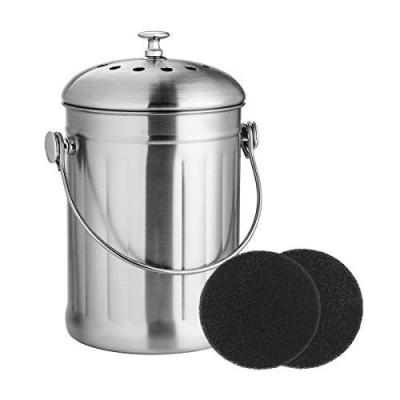 China Indoor Places For Counter Or Under Sink - 1.3 Gallon Small, Metal, For Indoor, With Charcoal Filter - Stainless Steel Kitchen Compost Bin for sale