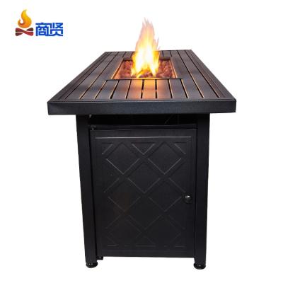 China 2021 New 57 Inch Metal Recktangle Garden Firepit Table for sale