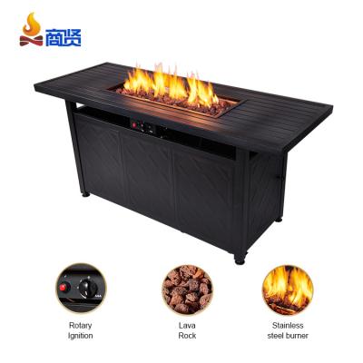 China Rustproof 57 Inch Outdoor Metal Fire Pit Heater, Outdoor Gas Firepit Table With Glass Shield for sale