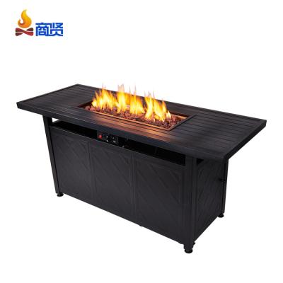 China Outdoor Meeting 57 Inch Gas Firepit Outdoor Rustproof Metal Mining Fire Pit Table With Glass Shield for sale