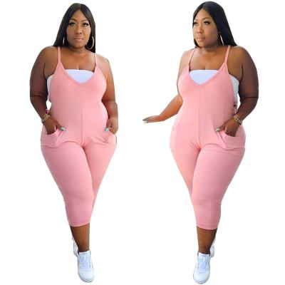 China Solid Color QUICK DRY Custom Fashion Logo Overalls Loose Women's Sleeveless Knitted Comfort Plus Size Women's Overalls for sale