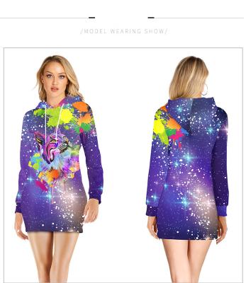 China Dropshipping New Anti-wrinkle Sky 3D Printing Loose Women's Animal Starry Digital Sweatshirt Comfortable Casual Dress for sale