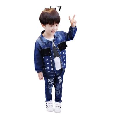 China Three-piece long-sleeved trend of new casual children's spring and autumn clothing style Korean denim for small and medium children for sale