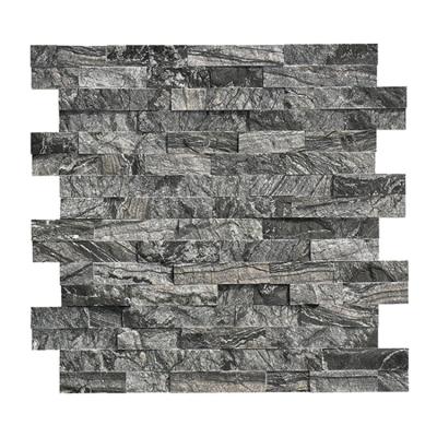 China Easy to fix and clean; water& fire retardant ; environmental friendly dark gray stacked quartzite stone wall panel for fireplace wall cladding for sale