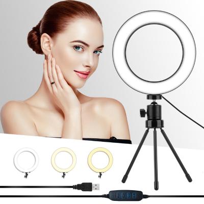 China Easy 4 Flash Size Method Applicable Desktop Carrier Selfie Ring Light 4 6 8 Makeup Live Stream Fill Lamp USB LED Ring Light With Tripod Stand 10 Inch Tik Tok for sale