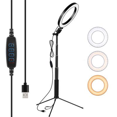 China Live Stream Portable LED Ring Light With Tripod Stand Tik Tok Ring Light Triple Makeup Fill Glow Selfie Stick Table Lamp for sale