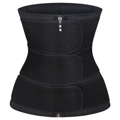 China Antibacterial Women's Slimming Body Belt Zipper Sweat Fitness Belt Torso Corset Waist Trainer 3 Along for sale