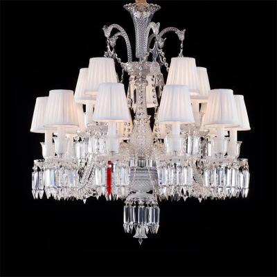 China Contemporary French luxury large flat crystal floor restaurant chandelier villa living room crystal chandelier restaurant ceiling lamp for sale