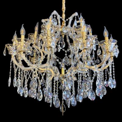 China Contemporary Maria Theresa Chandelier Wedding Hall Decoration Custom Gold Plated Chrome Crystal Lights for sale