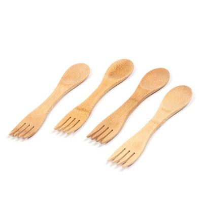 China BA-5200 Sustainable Food Grade High Quality Reusable Wooden Mini Bamboo Spoon Fork for sale