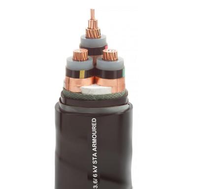 China Construction 3.6/6 KV XLPE Insulated Copper Conductor MV Power Cable 150mm Oman Screened Armored Medium Cables 33kV MV PE for sale