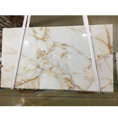 China Jade Onyx Slab and modern white tiles for project, white onyx with veins for sale