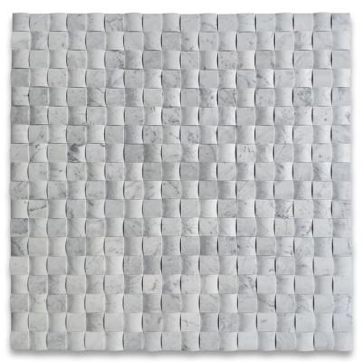 China Carrara 2X2 Parquet 3D Cambered White Marble Curved Arched Mosaic Slab Honed Rustic Slate In Kitchen for sale