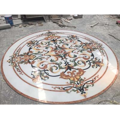 China Round parquet medalion round waterjet marble flower beautiful with high quality for sale