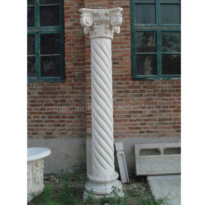 China White Stone Column Interior Design Solid Modern Marble Pillar for sale