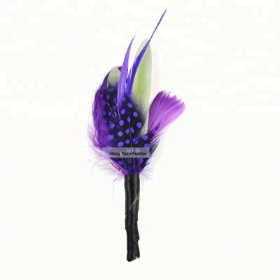 China Fashionable. Customized Elegant China Wholesale Hat A-258 High Quality Delicate Olive-Purple Trim Feather Boutonniere for sale