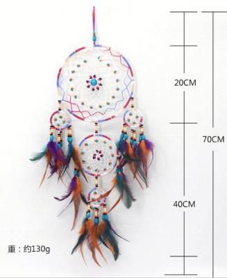 China Iron Ring+stain+feather Wall Hanging Boho Dream Catchers Handmade Feather For Living Room Home Decoration for sale