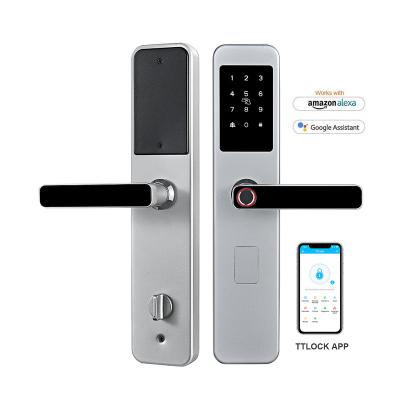 China TTlock Wifi Wooden Home Hotel Apartments Smart APP Fingerprint Key Biometric Bedroom Electronics Password Home Door Lock for sale