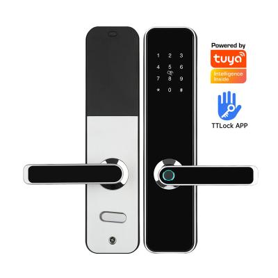 China TTlock Tuya WiFi Home Waterproof App Office Apartments Hotel Door Lock Smart Biometric Fingerprint Door Handle Keyless Digital Lock for sale